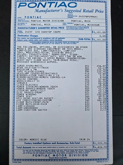 1968 Pontiac GTO Base