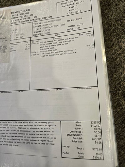 1986 Mercedes-Benz 400-Class 420